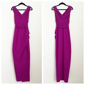 chiara boni - la petite robe v-neck gown dress midi fitted ruffle cocktail